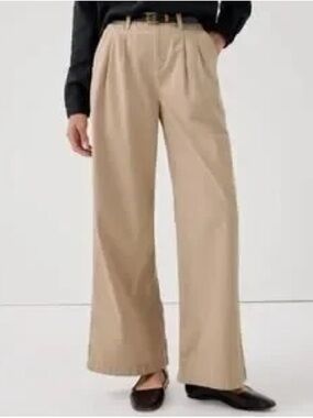 NWT Pact Boulevard Brushed Twill Tan Wide Leg Trouser Pants Pleated Medium